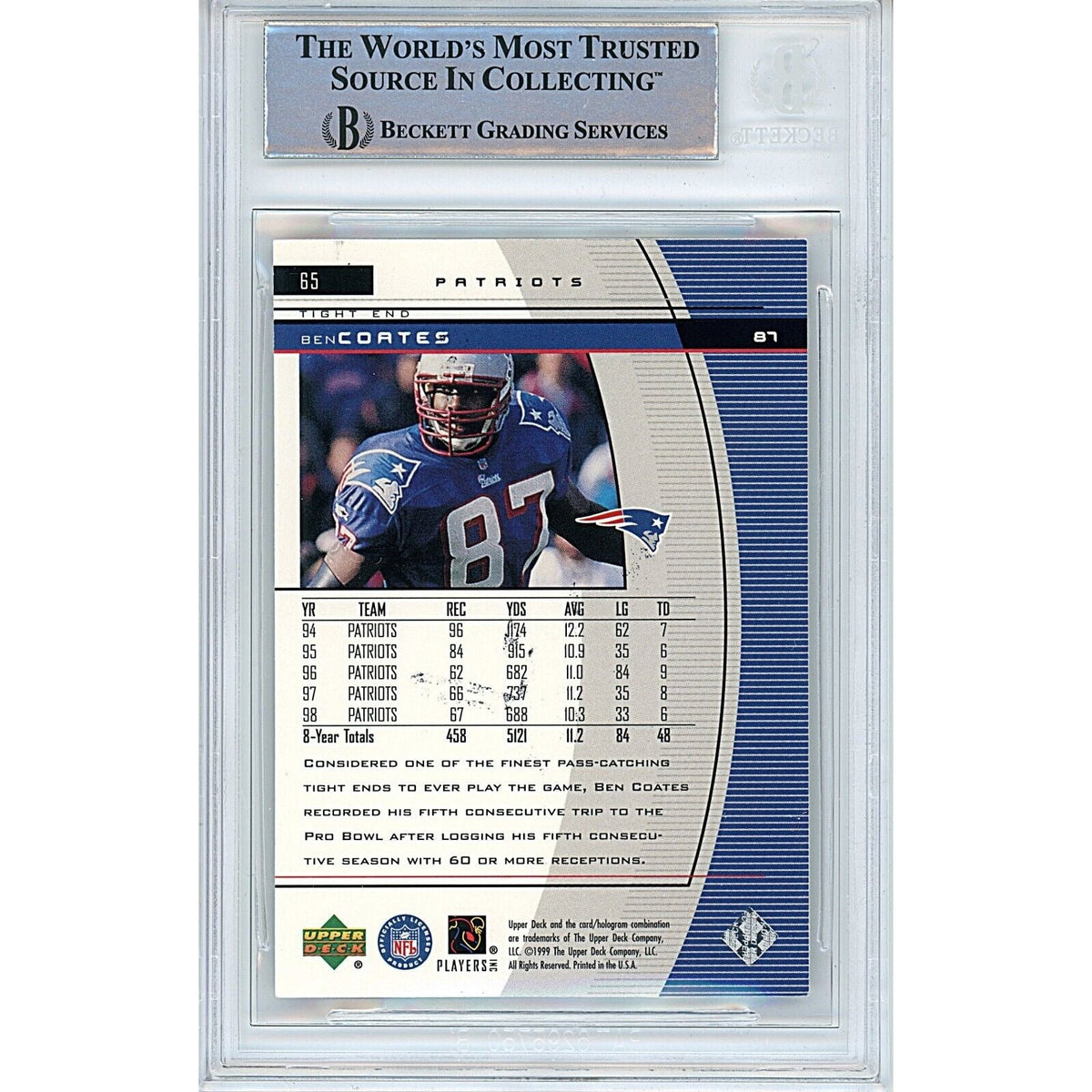 Ben Coates Upper Deck Black Diamond Signed Trading Card Beckett BAS