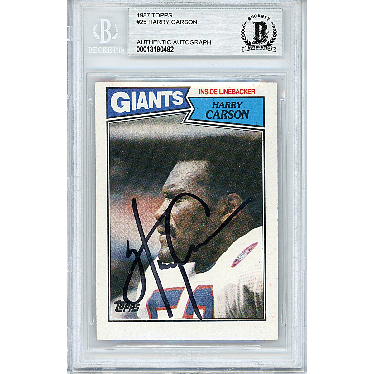 Harry Carson New York Giants Autographed Trading Card Beckett BGS