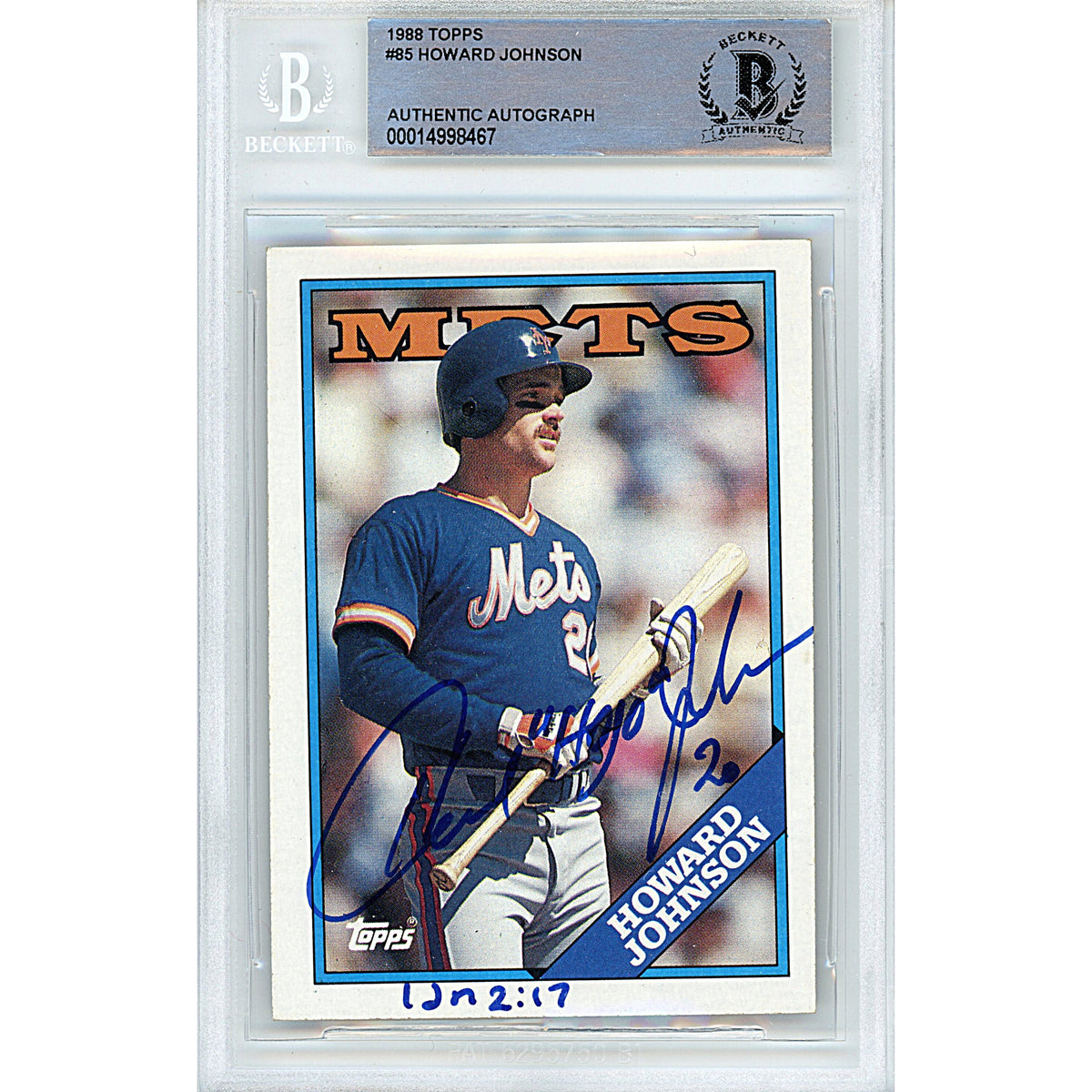 Howard Johnson New York Mets Autographed Trading Card Beckett BGS