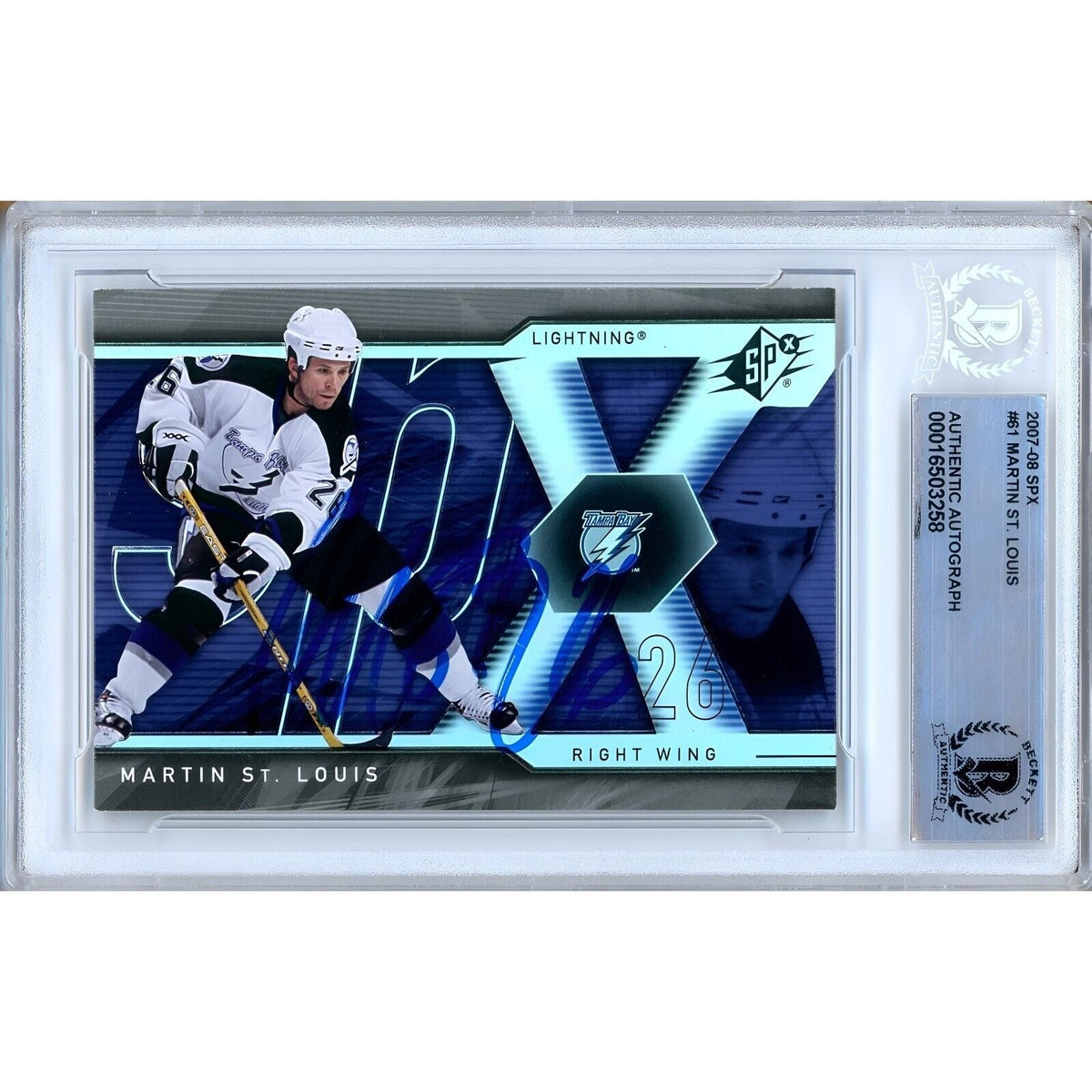 Martin St Louis Tampa Bay Autographed Trading Card Beckett BAS