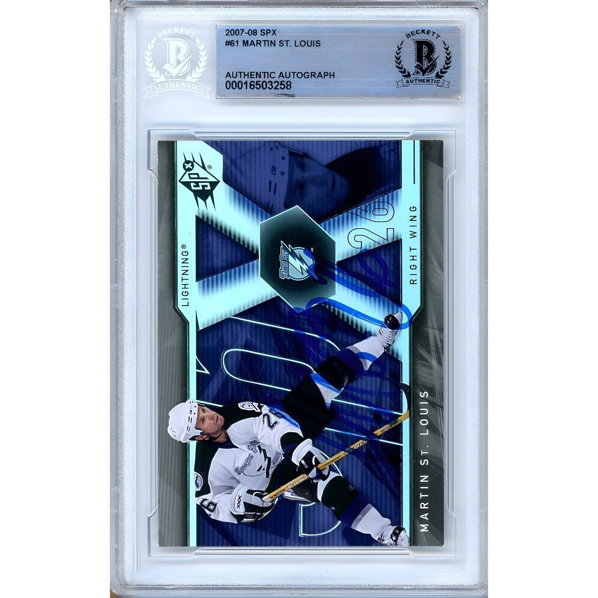 Martin St Louis Tampa Bay Signed Trading Card Beckett BAS