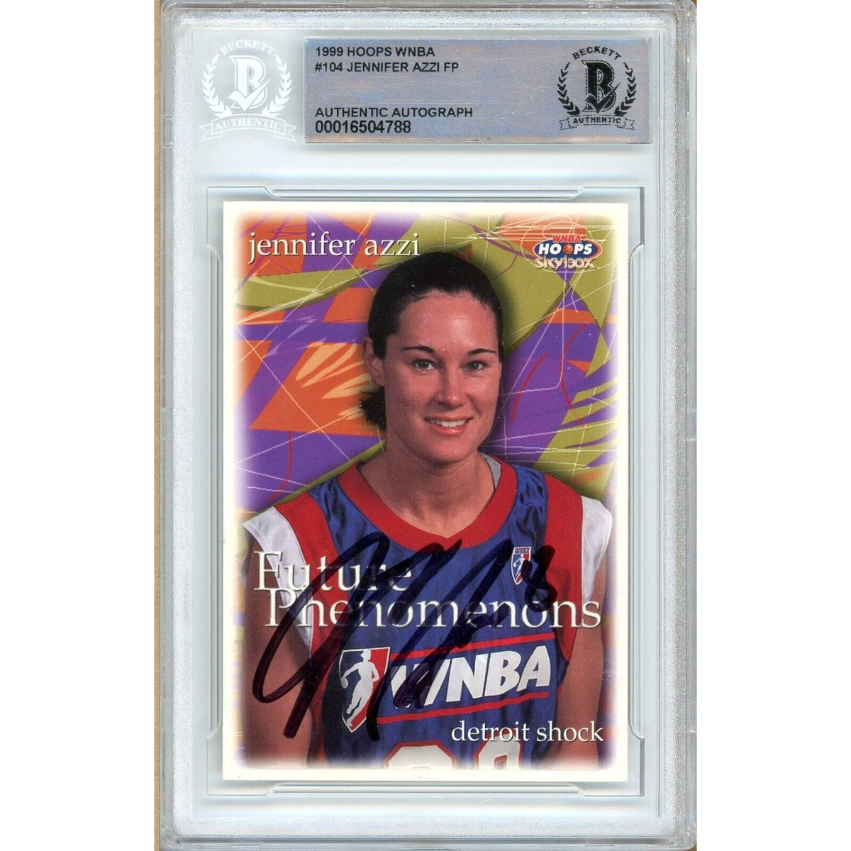 Jennifer Azzi Detroit Shock Autographed Trading Card Beckett BAS