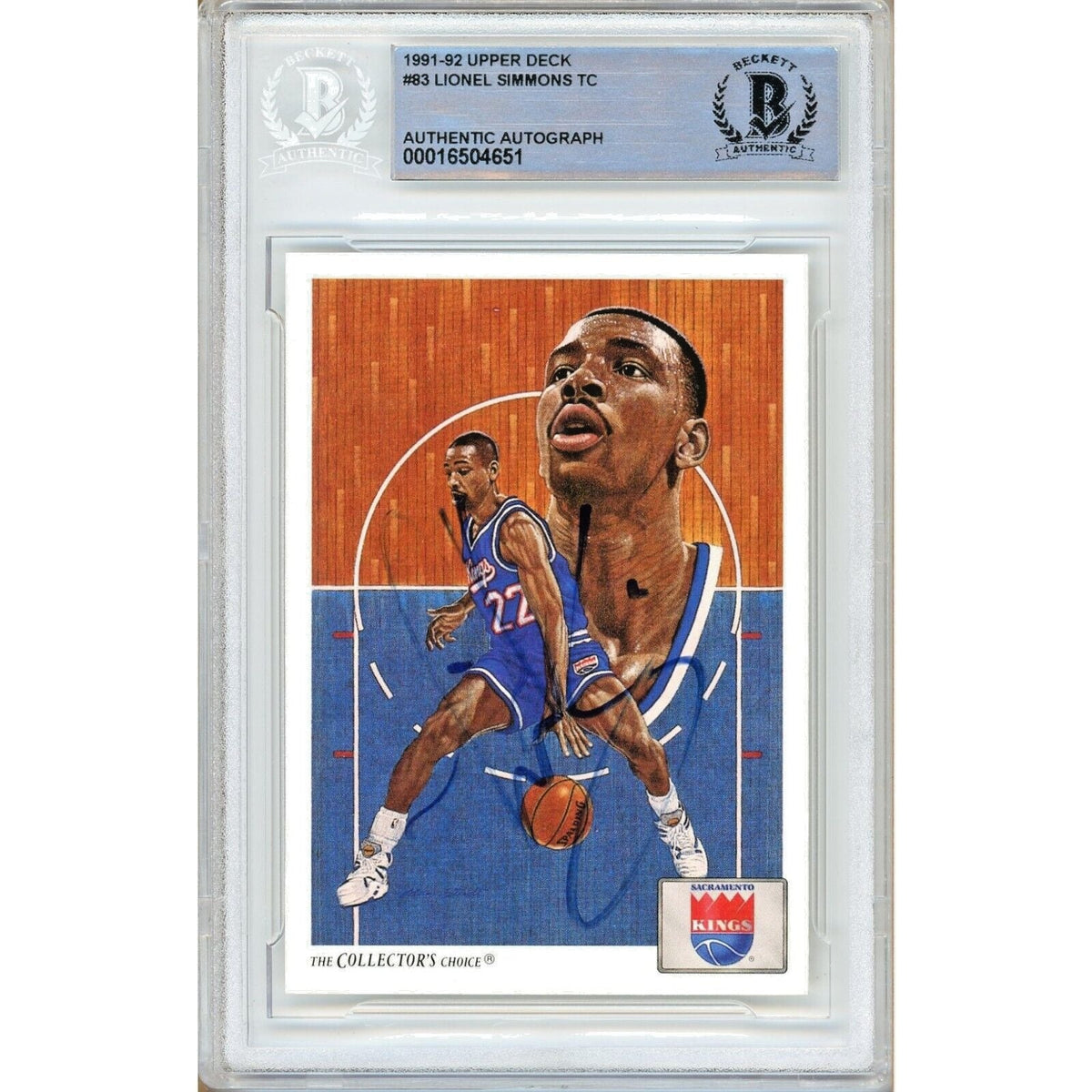 Lionel Simmons Upper Deck Autographed Trading Card Beckett BAS