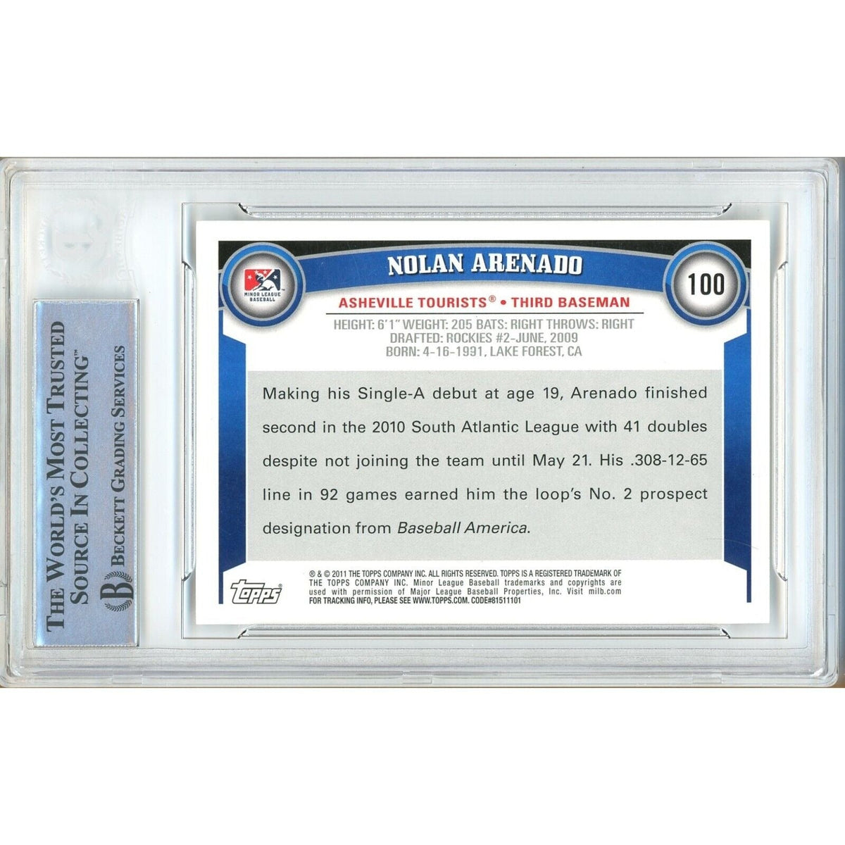 Nolan Arenado St Louis Cardinals Signed Trading Card Beckett BAS