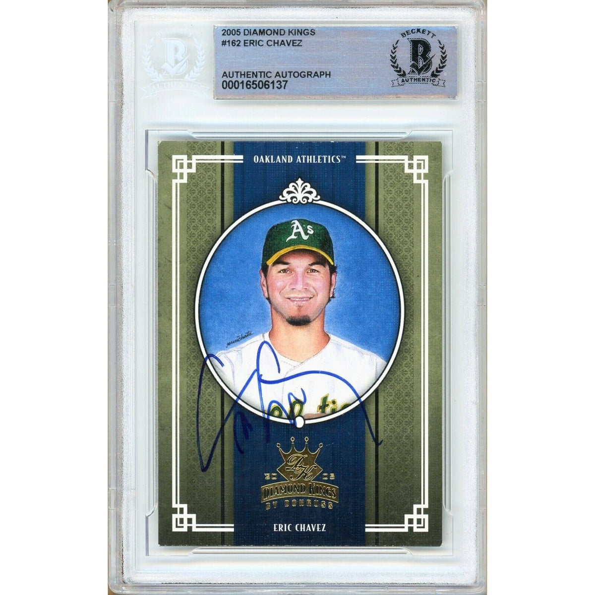 Eric Chavez Donruss Diamond Kings Autographed Trading Card Beckett BAS