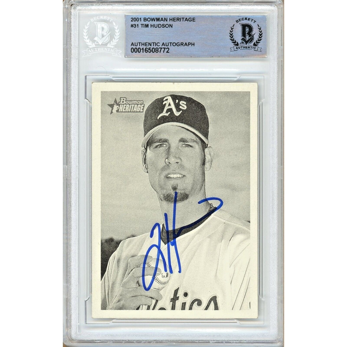 Tim Hudson Oakland Athletics Signed Autographed Trading Card Beckett BAS