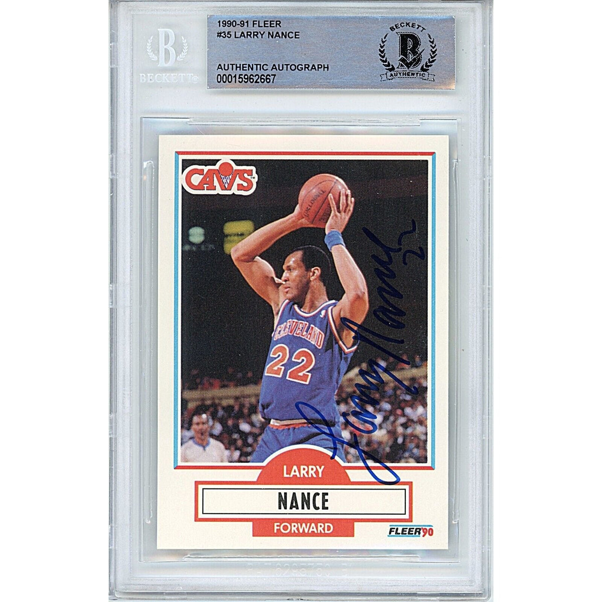 Larry Nance Cleveland Cavailiers Autographed Trading Card Beckett BAS