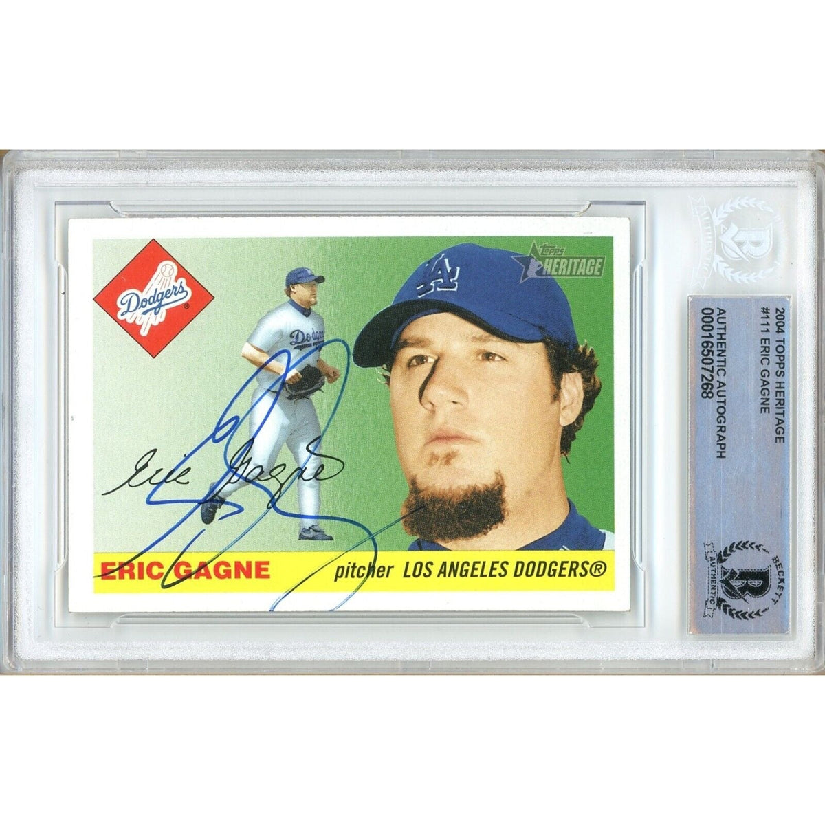 Eric Gagne Topps Heritage Autographed Trading Card Beckett BAS