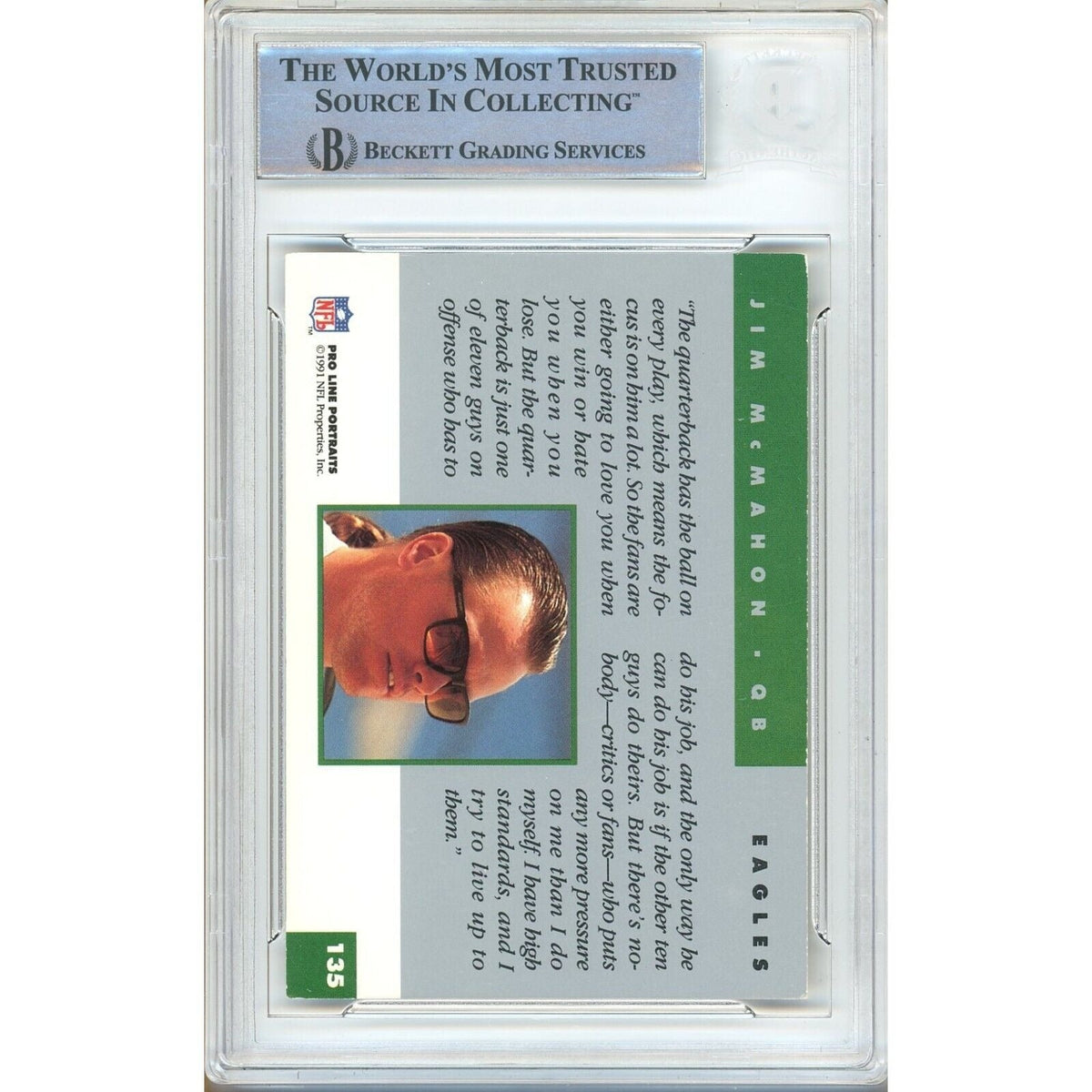 Jim Mcmahon Chicago Bears Autographed Trading Card Autograph Beckett BAS