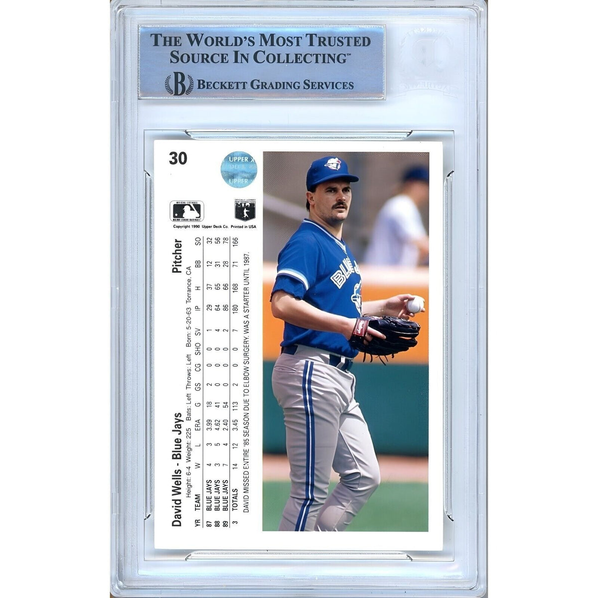 David Wells Upper Deck Signed Trading Card Beckett BAS