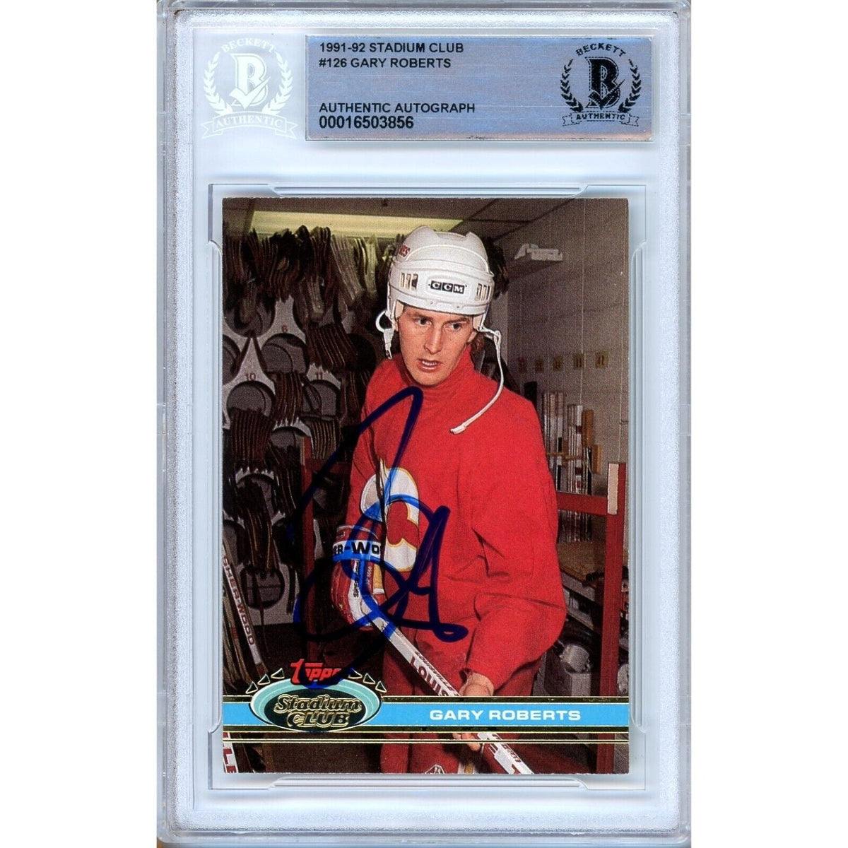 Gary Roberts Topps Stadium Club Autographed Trading Card Beckett BAS