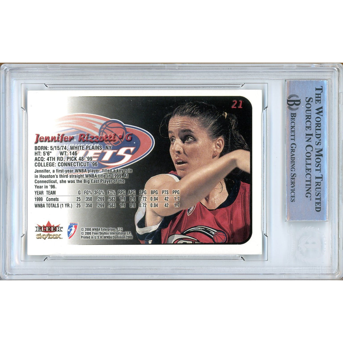 Jennifer Rizzotti Comets Autographed Trading Signed Card Beckett BAS