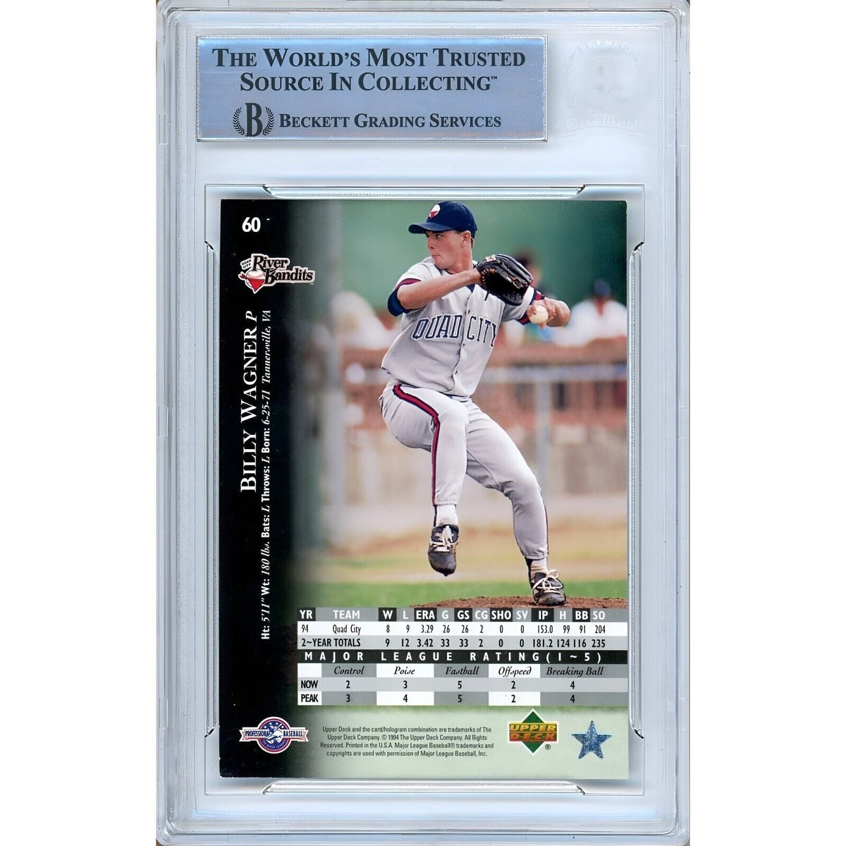 Billy Wagner Upper Deck Minors Future Stock Signed Trading Card Beckett BAS