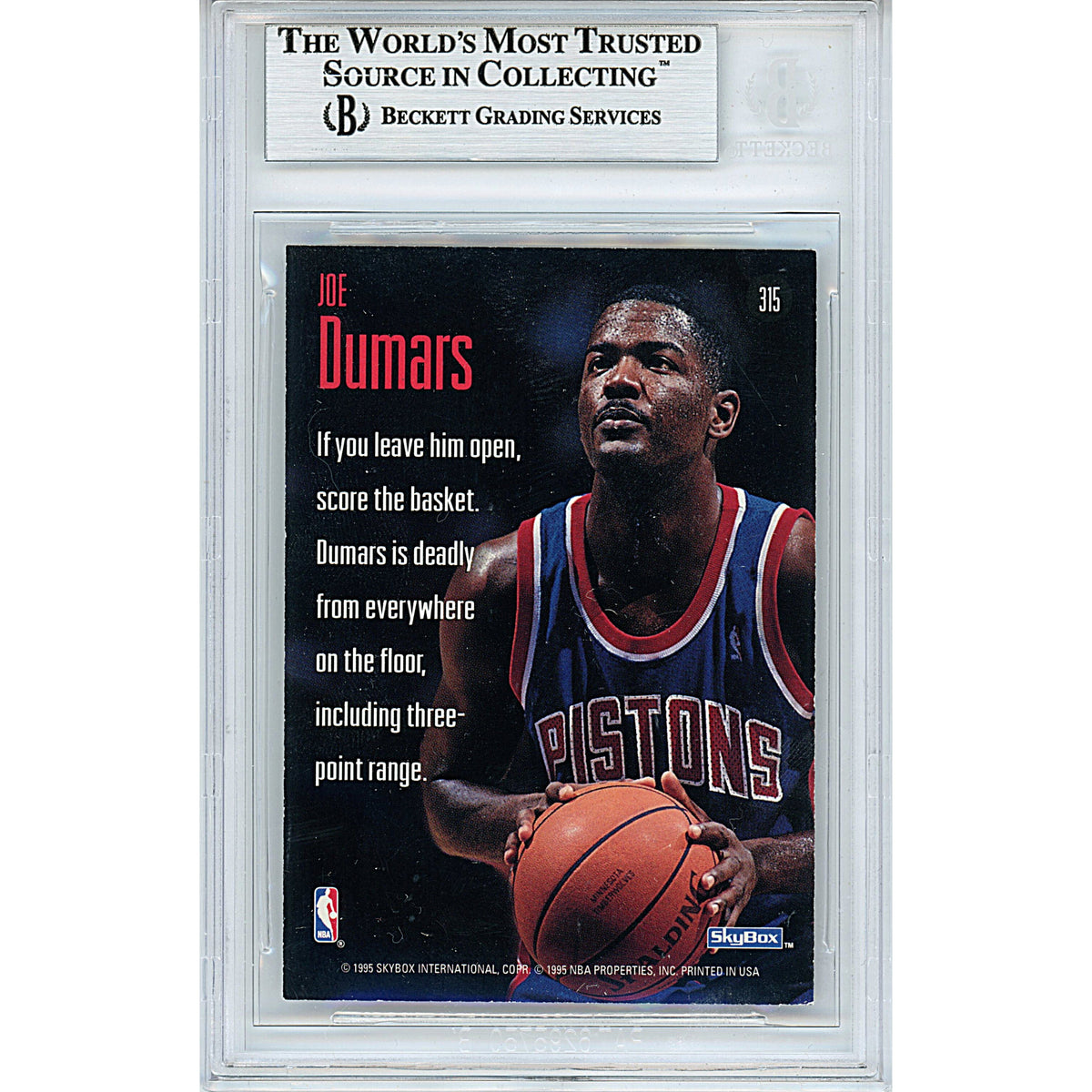 Joe Dumars Autographed Trading Card Signed Beckett BGS