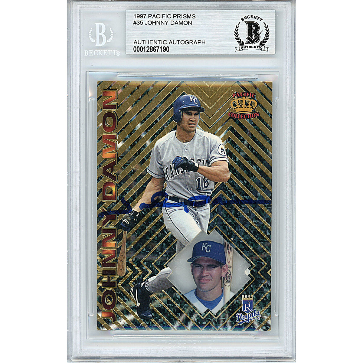 Johnny Damon Signed Kansas City Autographed Trading Card Beckett BGS