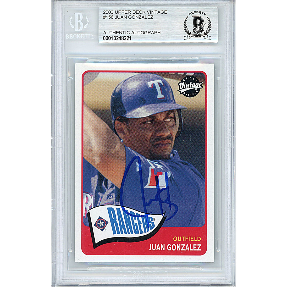 Juan Gonzalez Upper Deck Vintage Autographed Trading Card Beckett BGS