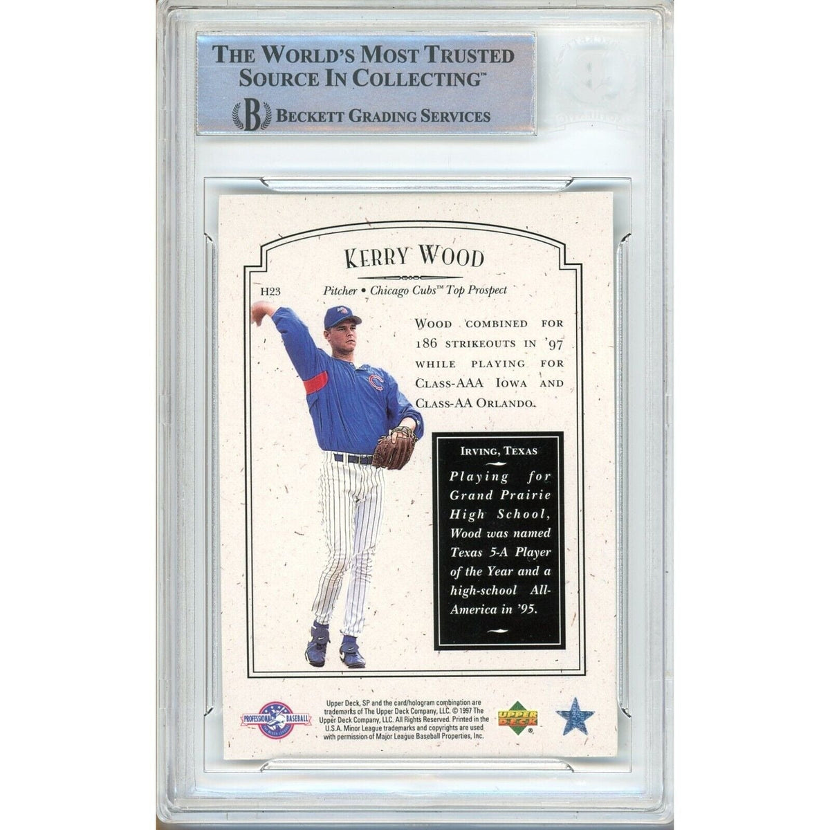 Kerry Wood Upper Deck Signed Trading Card Beckett BAS