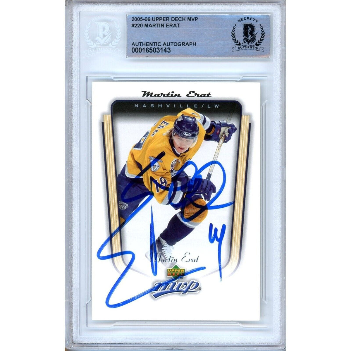 Martin Erat Nashville Predators Signed Autographed Trading Card Beckett BAS