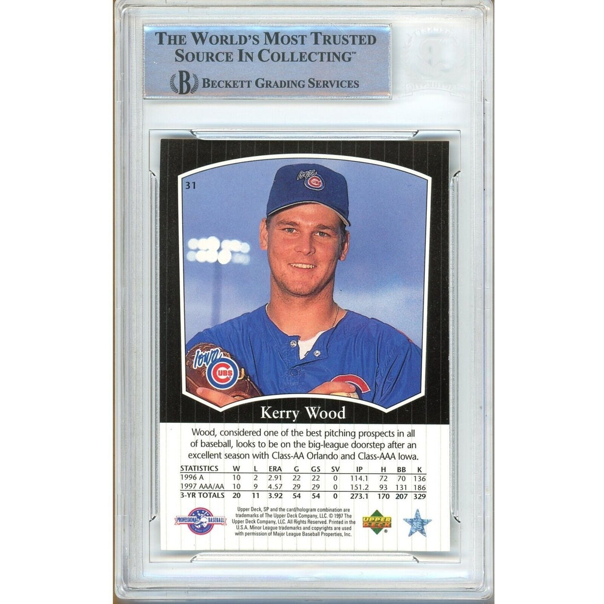 Kerry Wood Upper Deck Signed Trading Card Beckett BAS