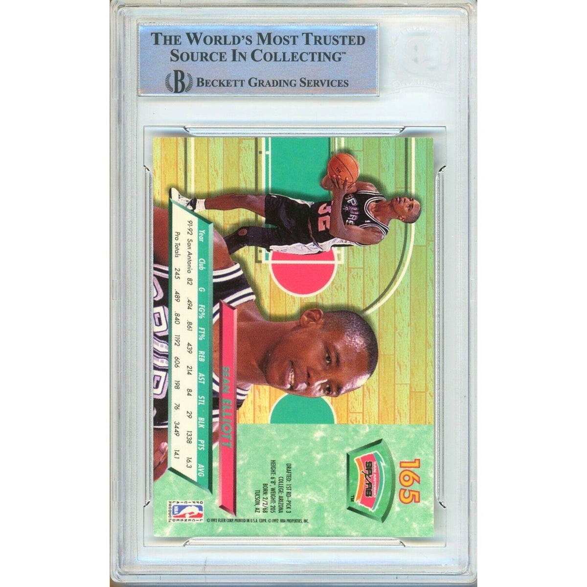 Sean Elliott San Antonio Spurs Autograph Trading Card Beckett BAS