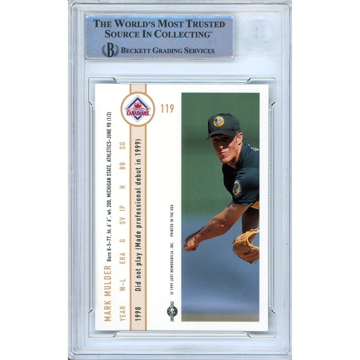 Mark Mulder Oakland Athletics Signed Trading Card Beckett BAS