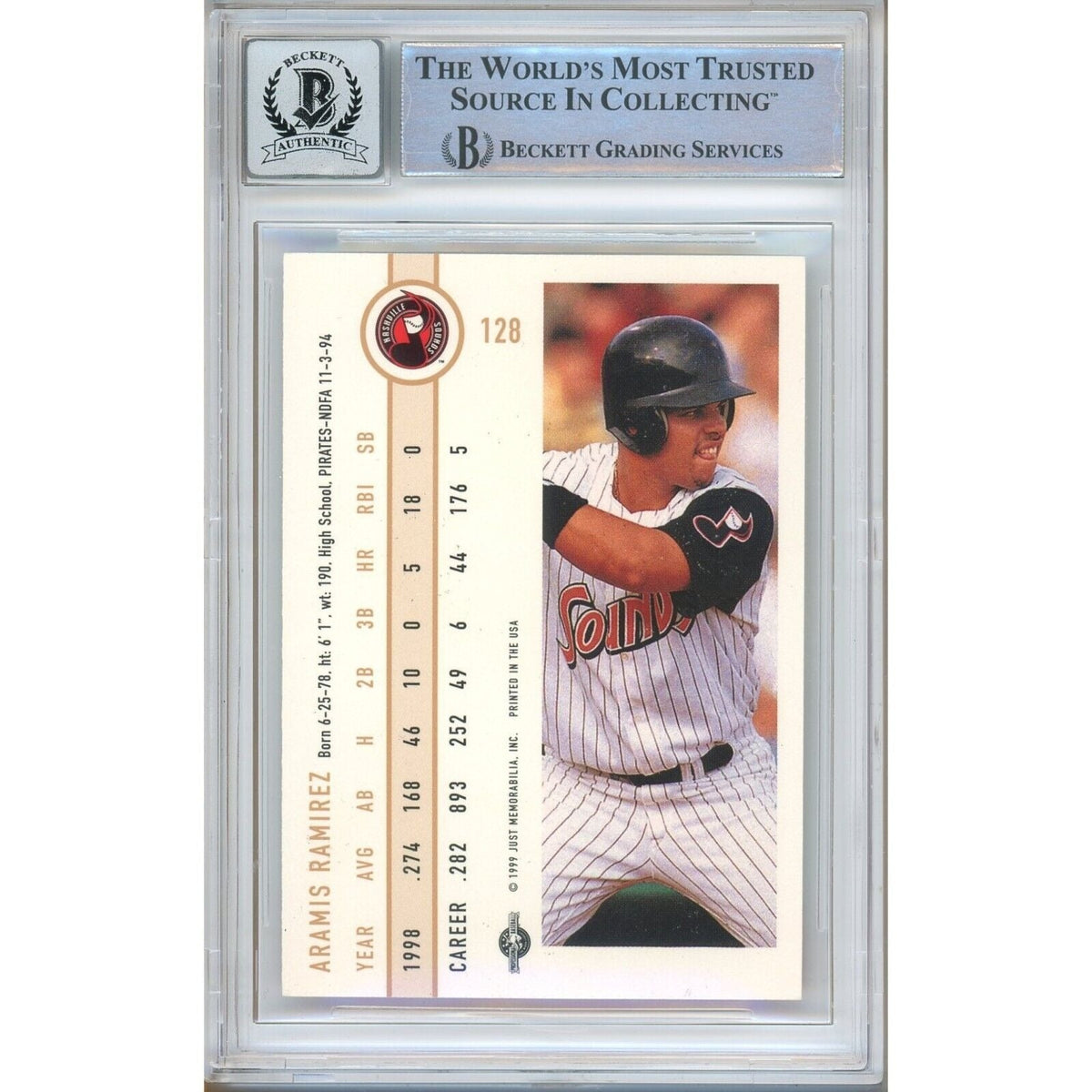 Aramis Ramirez Just Memorabilia Signed Trading Card Beckett BGS