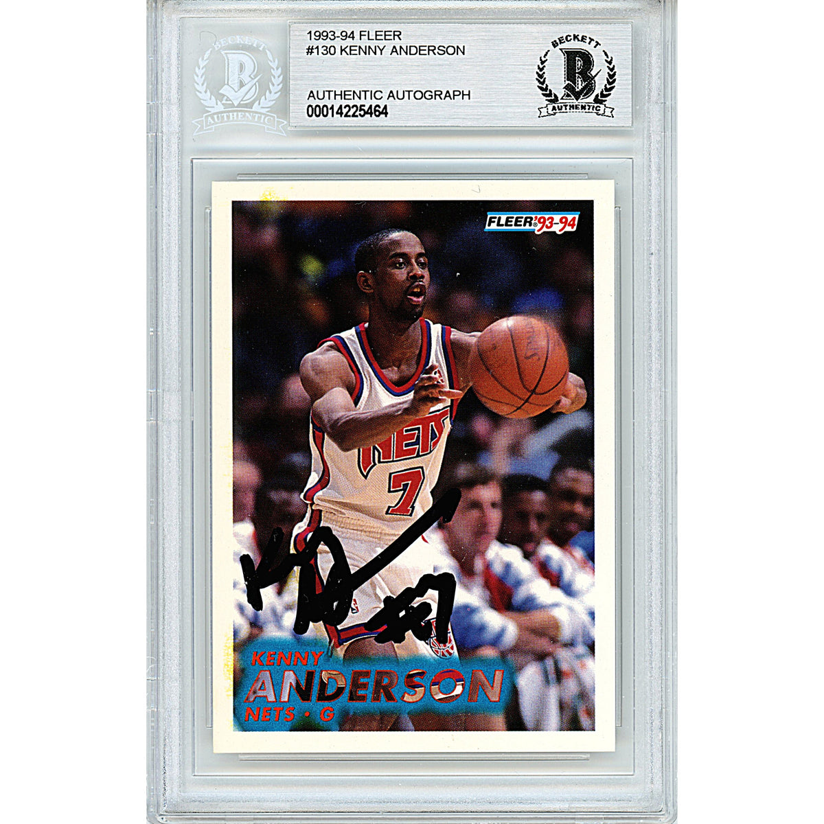 Kenny Anderson New Jersey Nets Autographed Trading Card Beckett BGS
