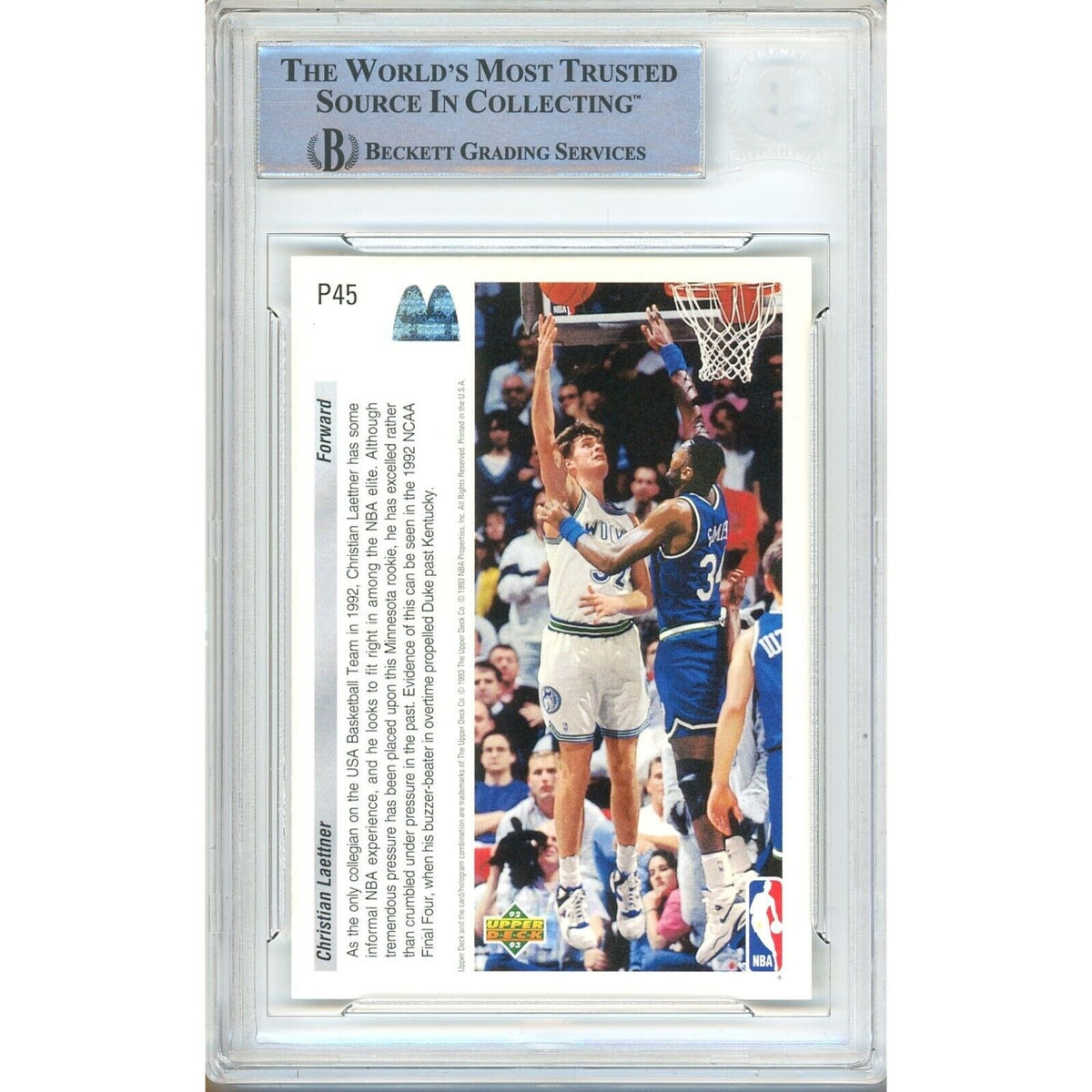 Christian Laettner Upper Deck Signed Trading Card Beckett BAS