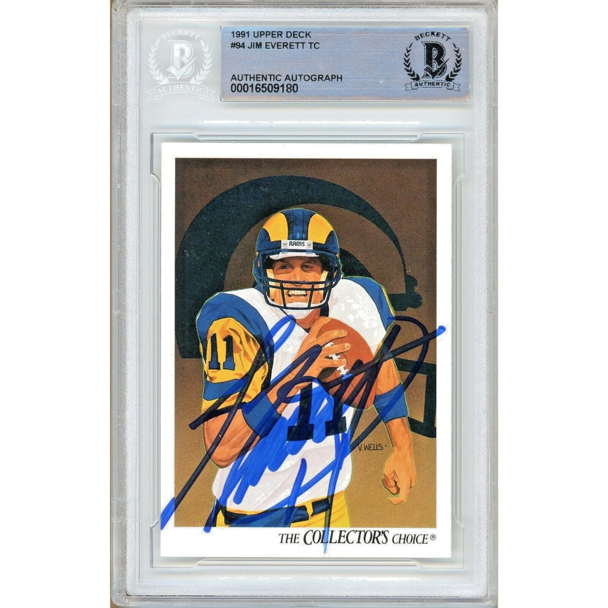 Jim Everett Upper Deck Autographed Trading Card Beckett BAS