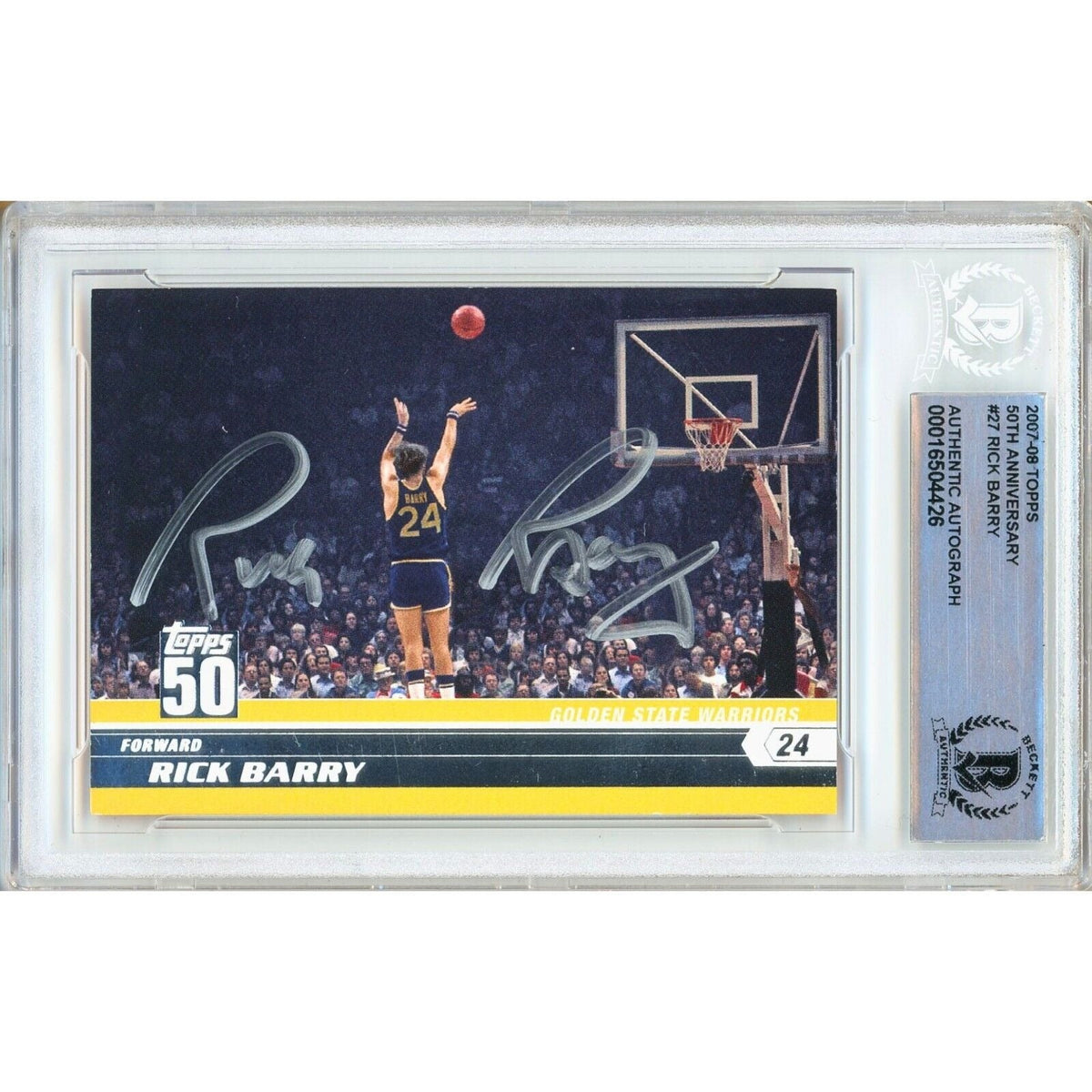 Rick Barry Golden State Warriors Autographed Trading Card Beckett BAS