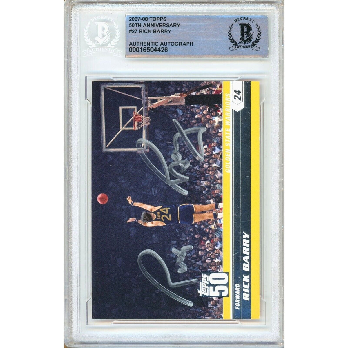 Rick Barry Golden State Warriors Signed Trading Card Beckett BAS