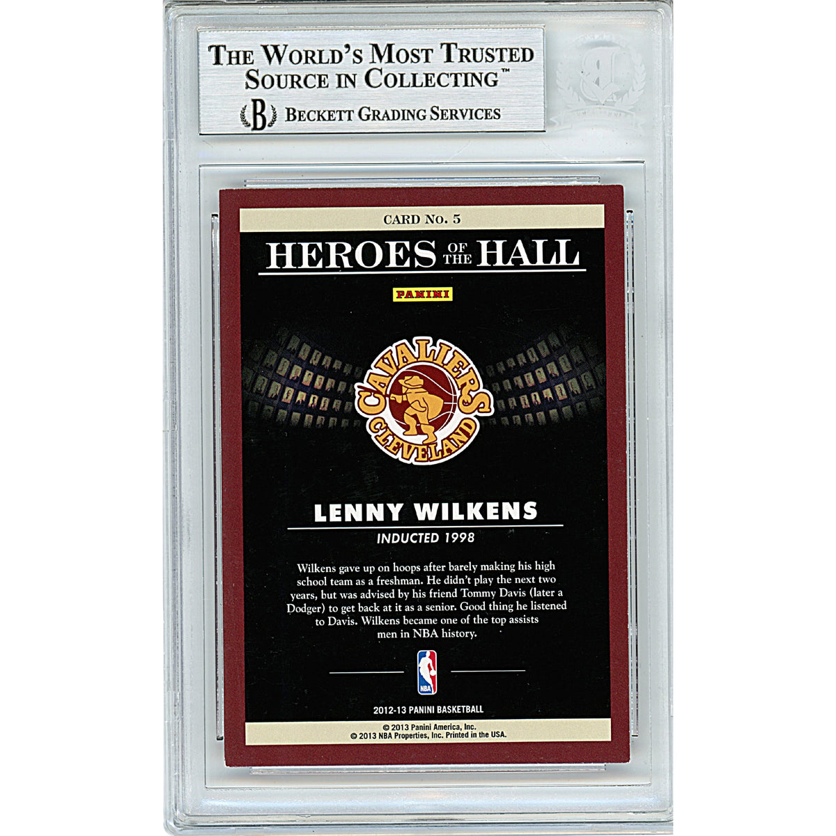 Lenny Wilkens Panini Heroes Autograph Trading Card Beckett BGS