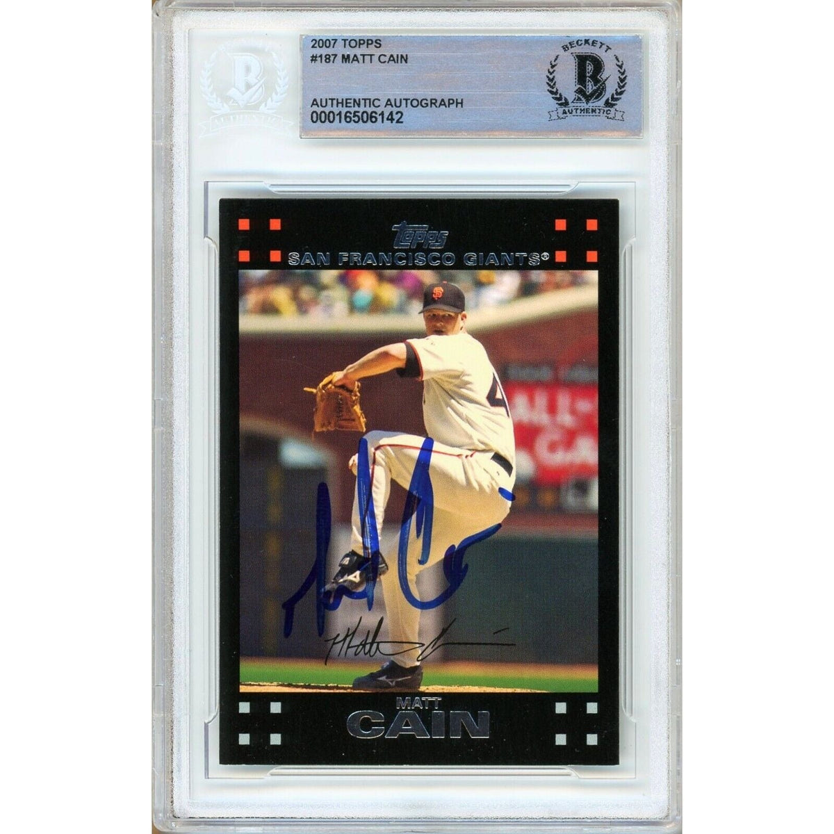 Matt Cain San Francisco Giants Autographed Trading Card Beckett BAS