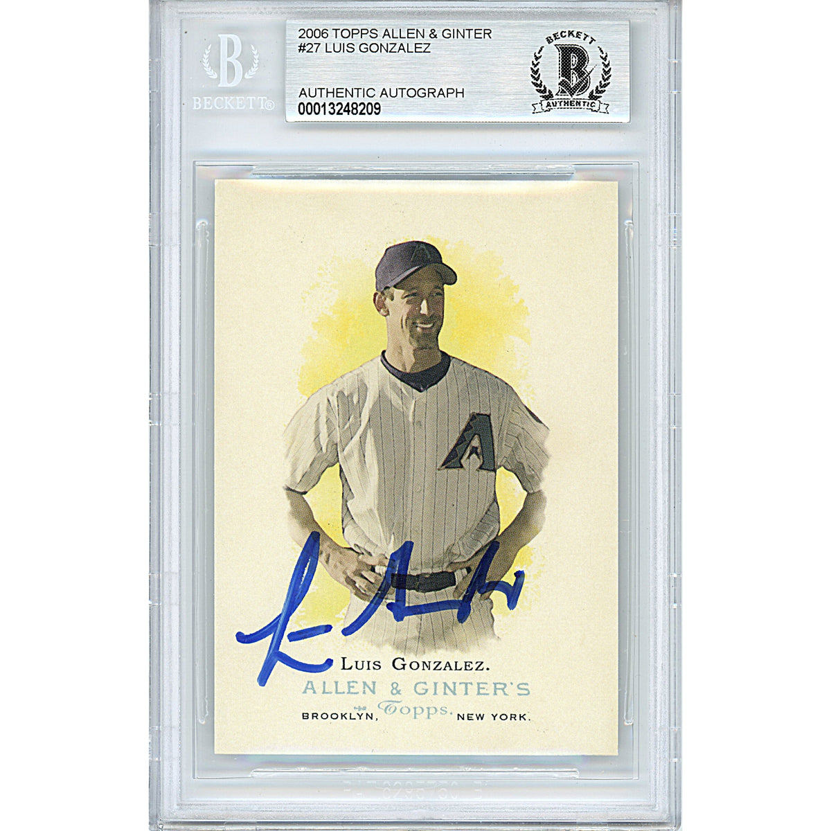 Luis Gonzalez Topps Allen Autographed Trading Card Beckett BGS