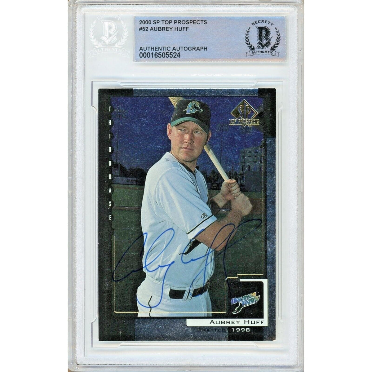 Aubrey Huff Top Prospects Autographed Trading Card Beckett BAS
