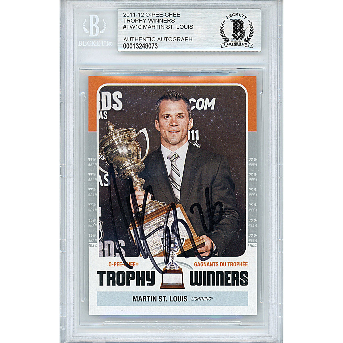 Martin St Louis Signed Tampa Autographed Trading Card Beckett BAS