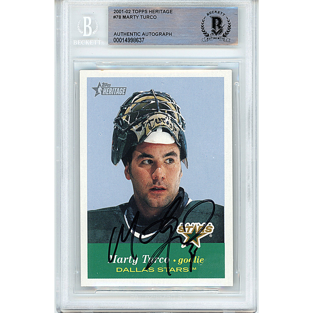 Marty Turco Signed Dallas Stars Autographed Trading Card Beckett BGS