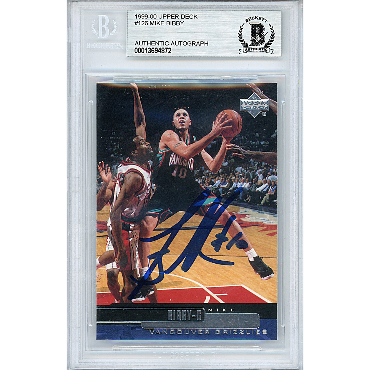 Mike Bibby Signed Vancouver Grizzlies Autographed Trading Card Beckett BGS