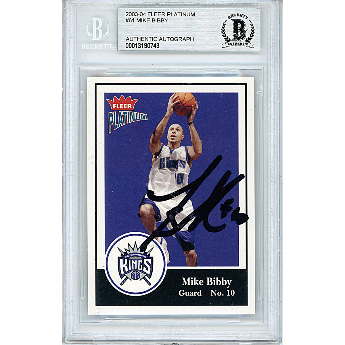 Mike Bibby Signed Sacramento Kings Autographed Trading Card Beckett BGS