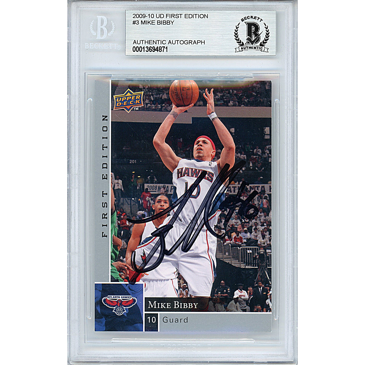 Mike Bibby Signed Atlanta Hawks Autographed Trading Card Beckett BGS