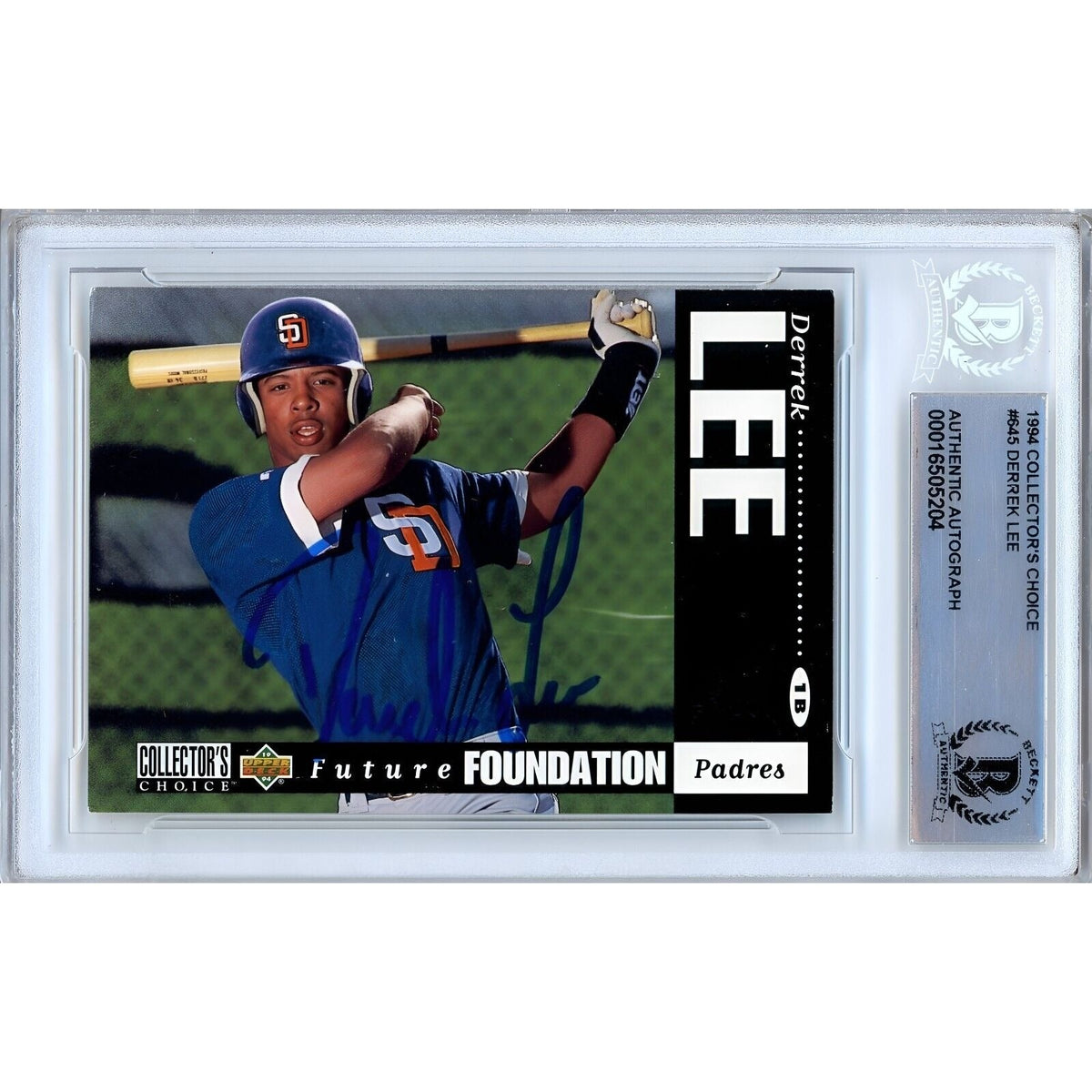 Derrek Lee Collectors Choice Autographed Trading Card Beckett BAS