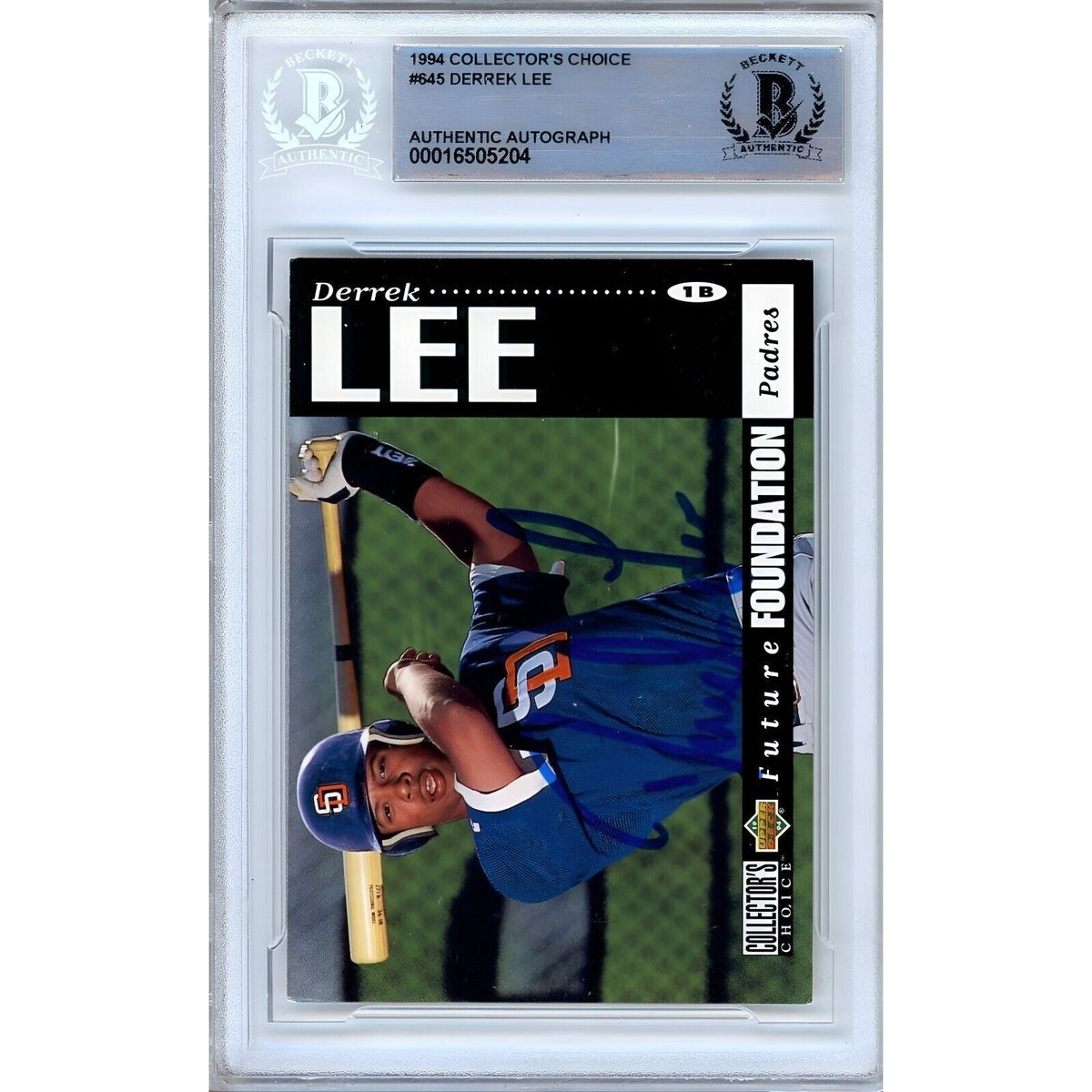 Derrek Lee Collectors Choice Signed Trading Card Beckett BAS