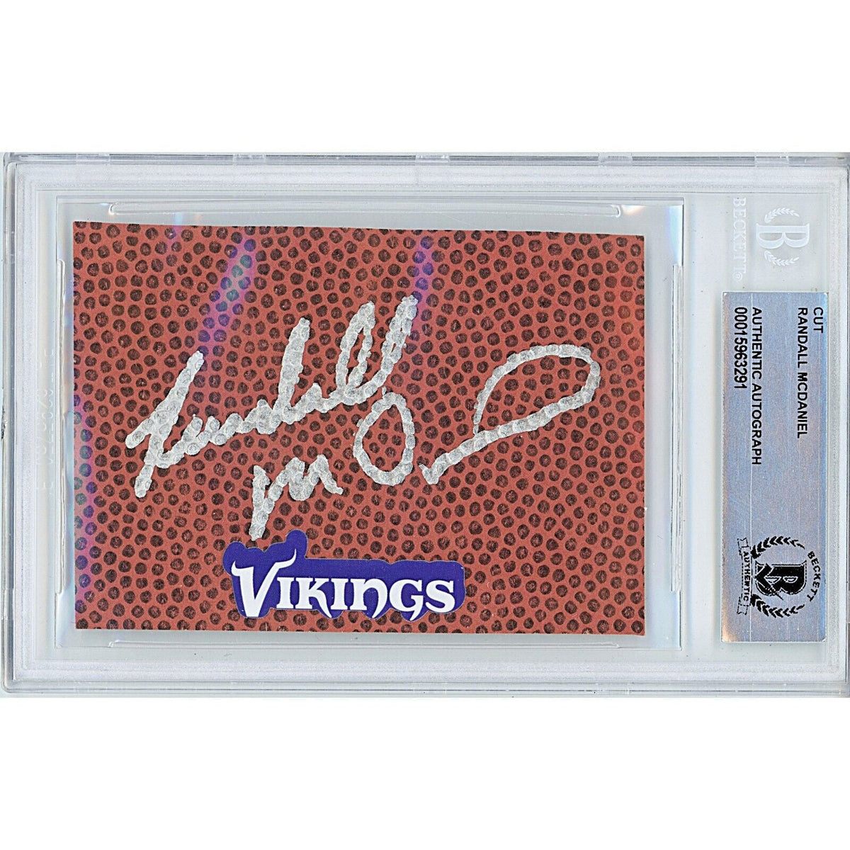 Randall Minnesota Vikings Signed Football Sig Autographed Trading Card Beckett BAS