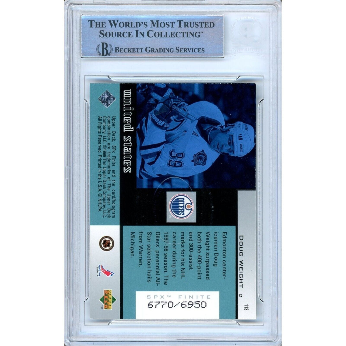Doug Weight Edmonton Oilers Autographed Auto Trading Card Beckett BAS