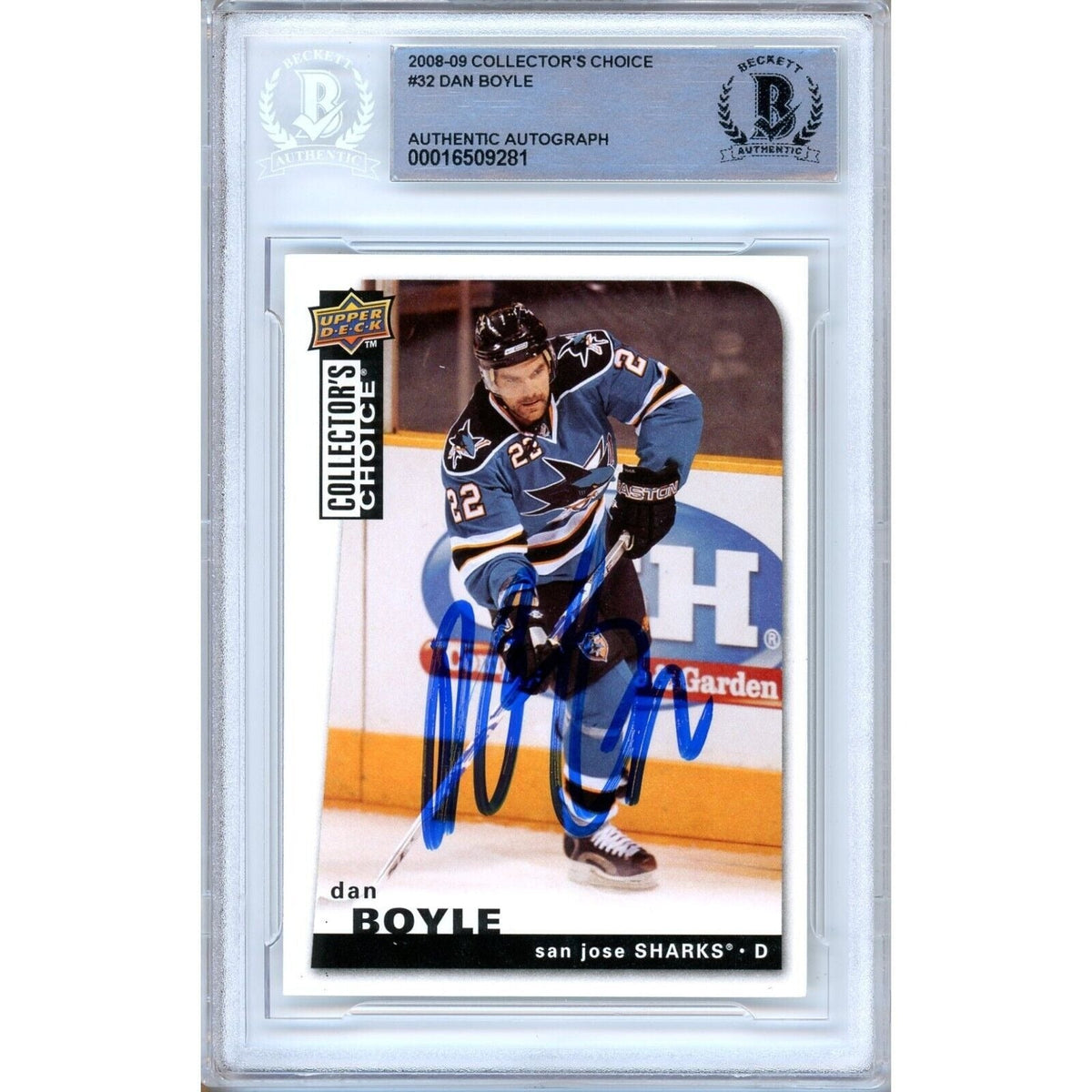 Dan Boyle Collectors Choice Autographed Trading Card Beckett BAS