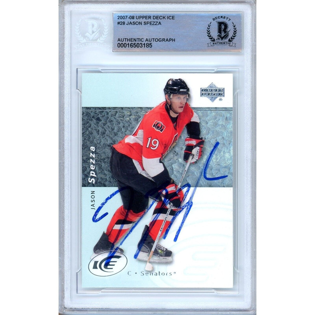 Jason Spezza Upper Deck Ice Autographed Trading Card Beckett BAS