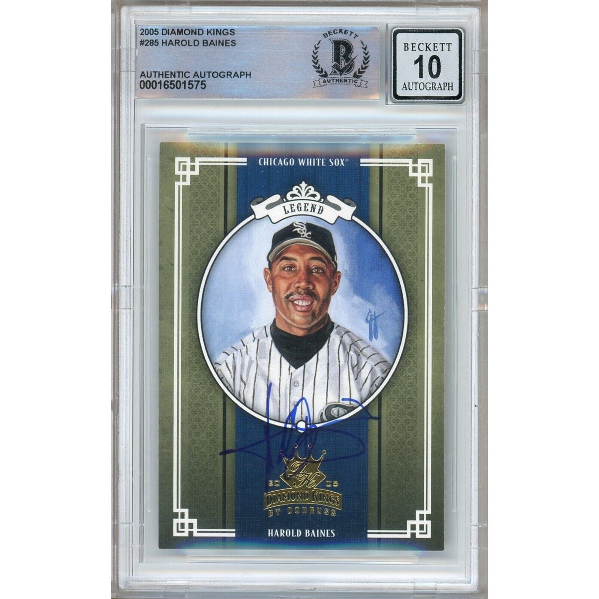 Harold Baines Donruss Diamond Kings Autographed Trading Card Beckett BGS
