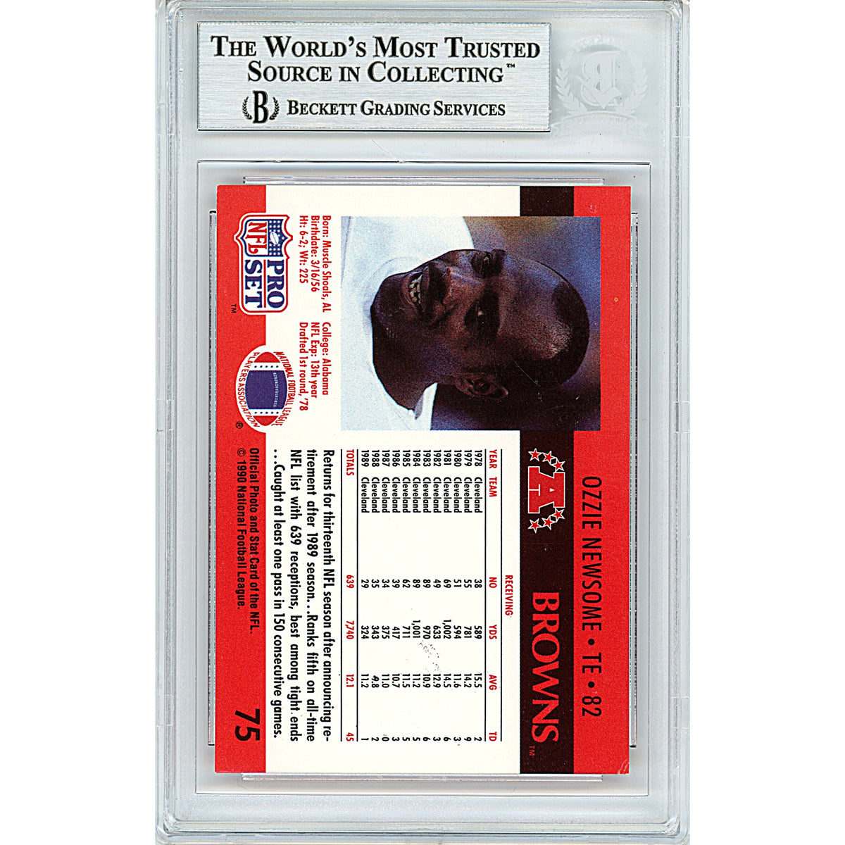 Ozzie Newsome Signed Cleveland Browns Autograph Trading Card Beckett BAS