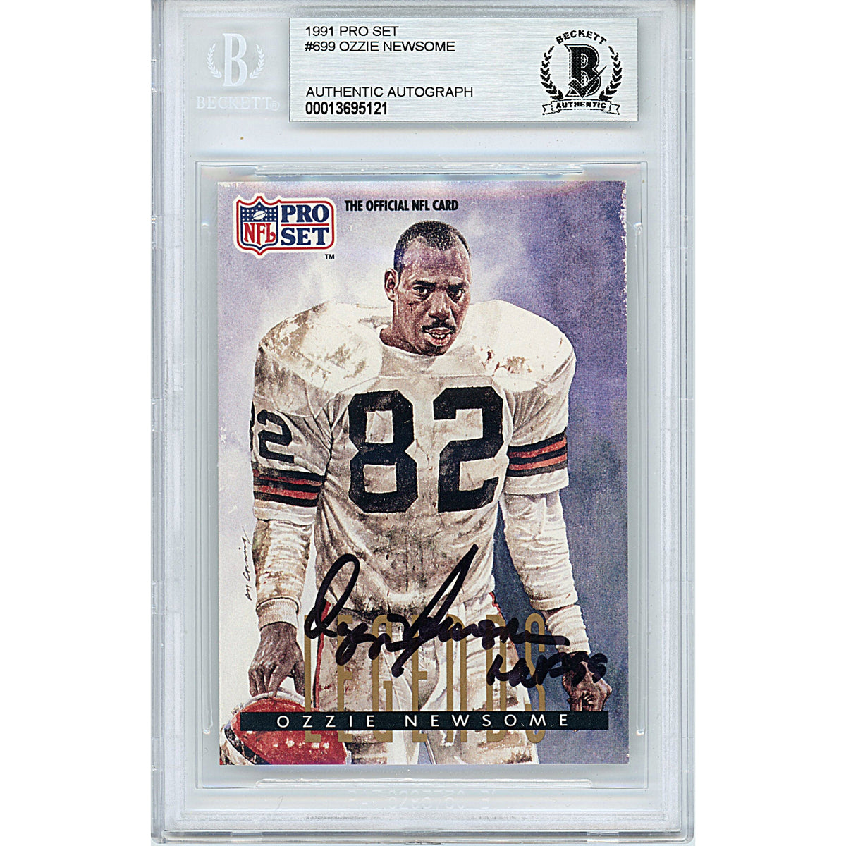 Ozzie Newsome Signed Cleveland Browns Autographed Trading Card Beckett BGS