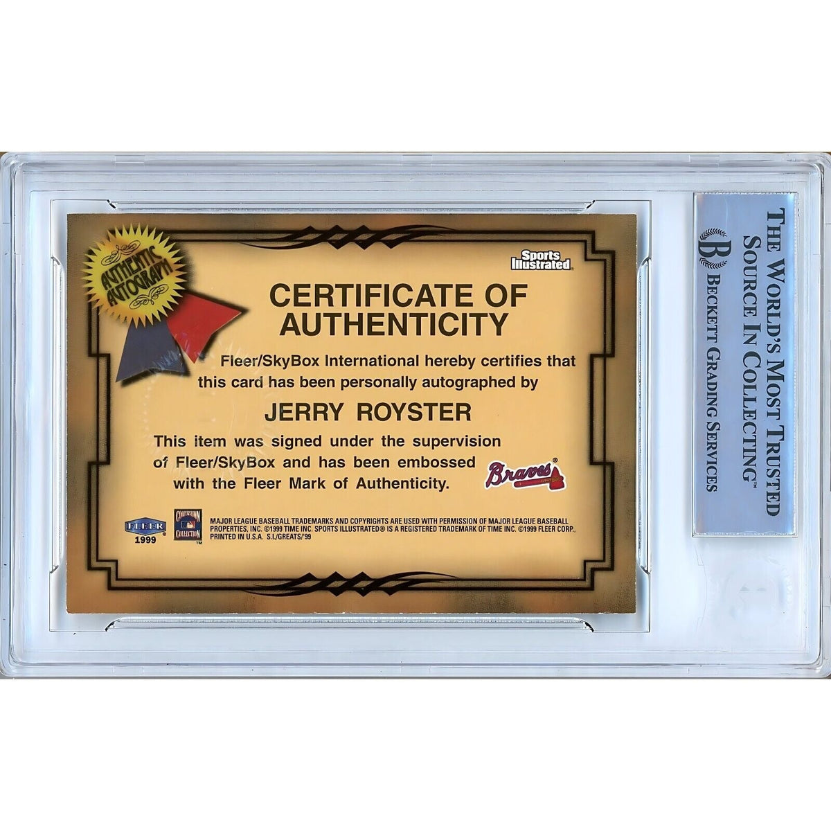 Jerry Royster Atlanta Braves Signed Trading Card Beckett BAS